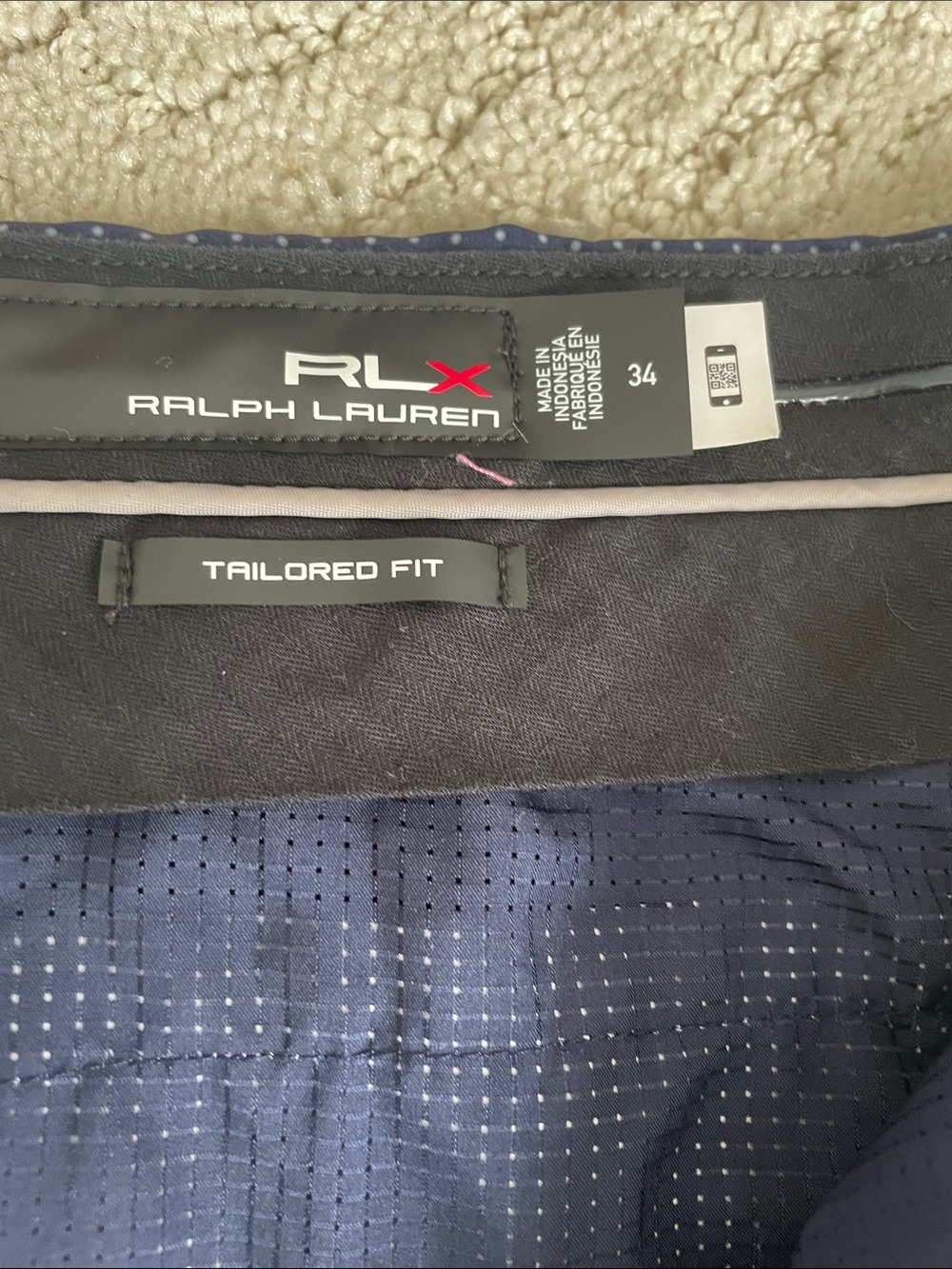 RLX Ralph Lauren Navy Microdot Performance Shorts - Picture 3 of 3